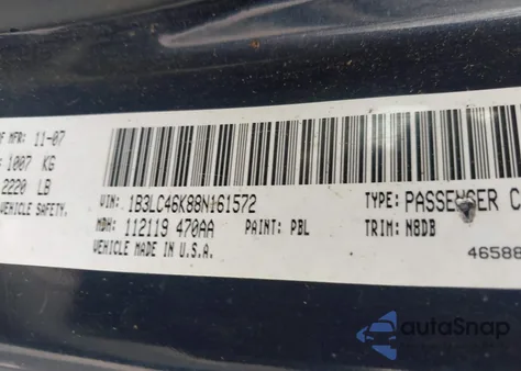 2008 Dodge Avenger Se z USA, uszkodzony, nr VIN 1B3LC46K88N161572